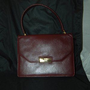Vintage Gucci Kelly Shoulder Bag Red Saffiano Lthr